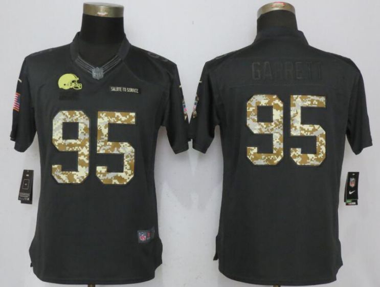 2017 NFL Women New Nike Cleveland Browns #95 Garrett Anthracite Salute To Service Limited Jersey